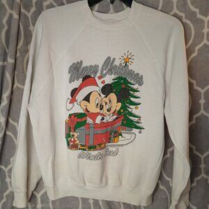 VTG 90s Disney Christmas Sweatshirt Womens XL Minnie Mickey Gifts Grannycore